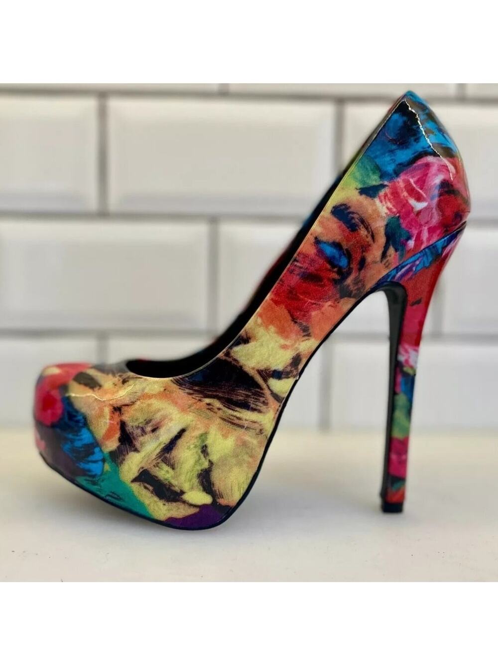 Steve Madden Nala Floral Platform Heels Women’s Size 8 Multicolor Stiletto
